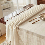 nappe table beige franges rayées rustique extérieure mariage festives dimensions variées