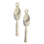 panier suspendu boho motifs géométriques pompon coton anneaux bois