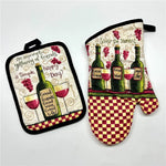 gants cuisine poignées plat motifs cuisine vintage rustique blanc noir rouge vert beige marron