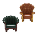 fauteuil miniature vert marron simili cuir boutons dorés adhésif décoration intérieure classique sticker aimant