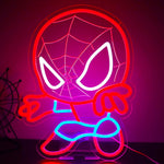 lampe néon spiderman rouge bleu blanc contour lumineux toile araignée interrupteur usb chambre enfant
