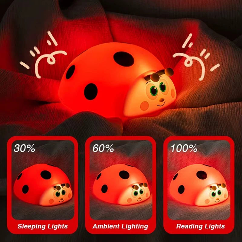 veilleuse led rgb coccinelle rouge enfantin batterie rechargeable tactilesleeping lights ambient reading