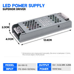 alimentation led 12v 24v 60w 100w 150w 200w 300w 400w transformateur silencieux gris perforé