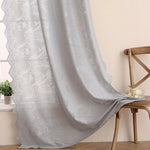 rideau gris clair fleurs blanches semi transparent classique romantique dentelé polyester chambre salon decoration