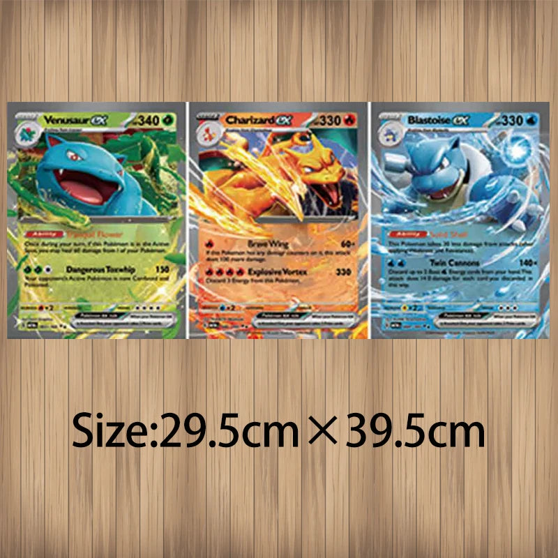 affiche lenticulaire 3d anime pokemon carte charizard squirtle bulbasaur effet 3d art mural orange