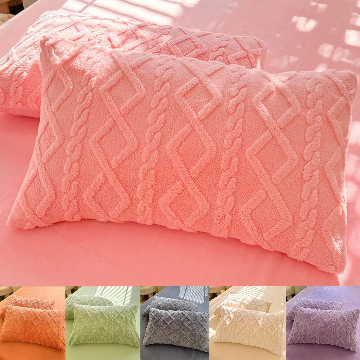 taies d'oreiller géométriques modernes 100% polyester couleurs vives rose vert bleu violet gris orange