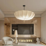 Suspension lumineuse moderne plissée beige clair lumière froide neutre chaude salon chambrehôtel