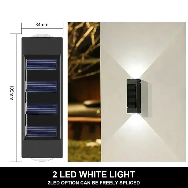 lumière solaire murale moderne 12 led blanc chaud ip65 étancheextérieur jardin décoration