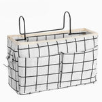 sac rangement mural tissu gris clair crochets adhésifs poches transparentes grand espace intérieur fonctionnel