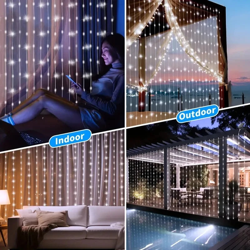 rideau lumineux led blanc moderne 100 200 300 450 600 leds noel saint valentin