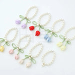 bracelet tulipe fleur ruban décoratif féminin blanc vert clair fleurs moderne