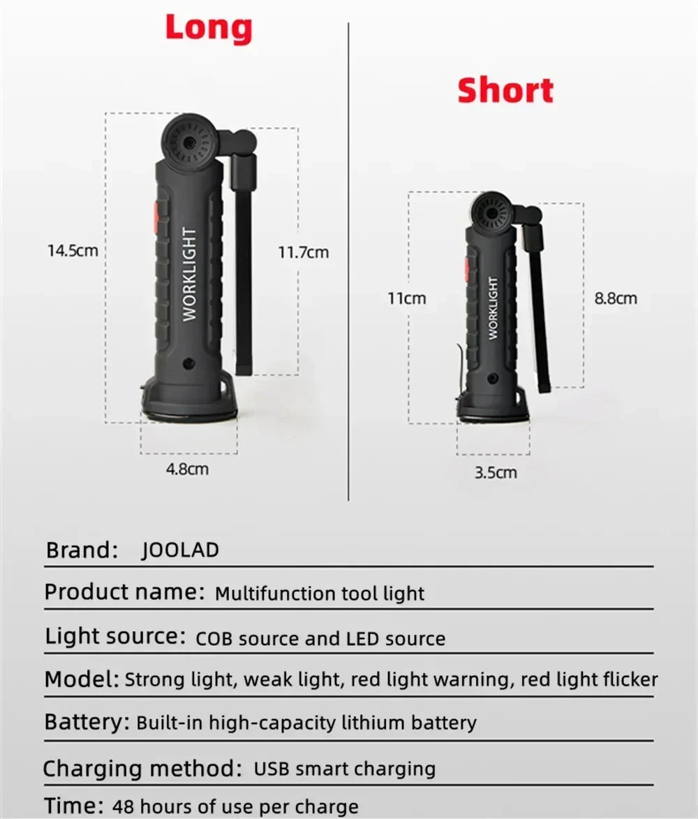 lampe travail rechargeable aimant noir led usb variateur modes opacité moderne pratique