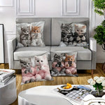 taies d'oreiller imprimées polyester chatons mignons coussins décoratifs zippés maison 45x45cm 50x50cm chambre lit