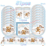 assiettes jetables anniversaire ours enceinte ballons napkins tablecloth thème bébé festive