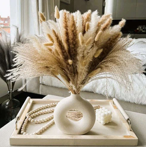 bouquet pampas séchés naturels beige marron blanc décoration boho intérieur événements festifs
