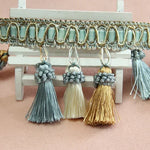 ruban decoratif pompons vert olive beige violet rose pâle tissu polyester classique metalliques mariage
