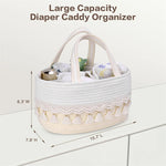 panier rangement tressé réutilisable compartiments couches jouets blanc rose beige