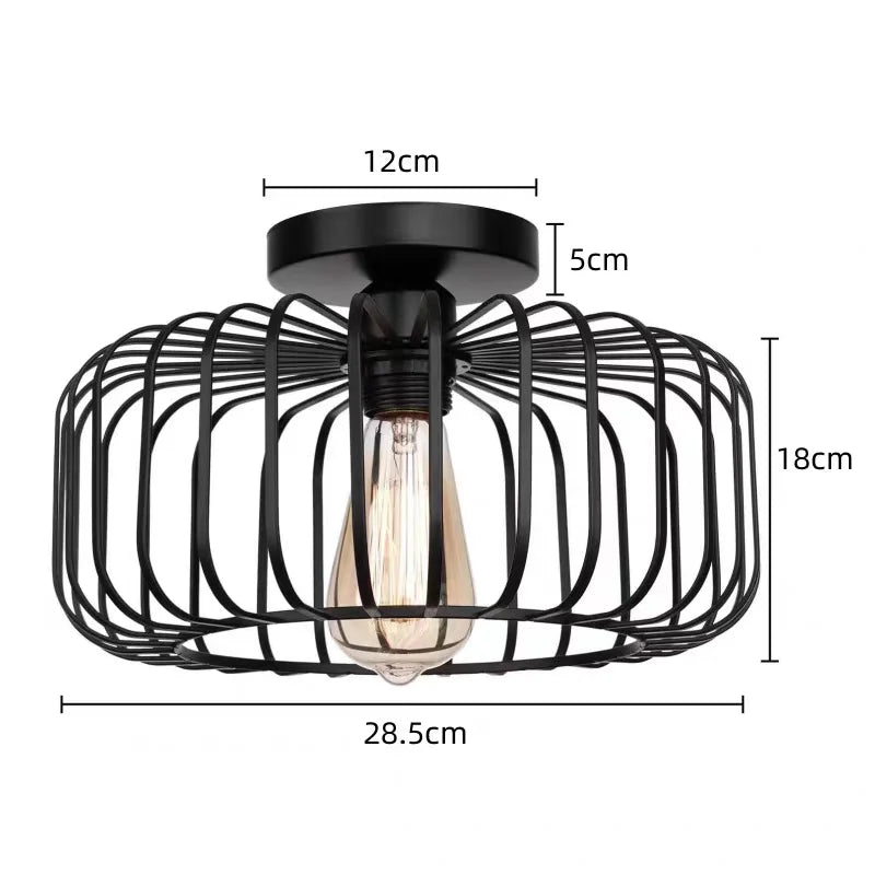 lampe industrielle noire structure métal barreaux circulaires opacité 30cm 18cm 5cm