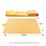 tapis pique nique jaune carreaux géométriques moderne imperméable poignées amovibles rangement portable