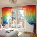 rideau transparent arc ciel gradient coloré moderne polyester fenêtre plate filtration privée