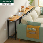 table d'appoint moderne bois naturel blanc poches plateau serviettes tasse