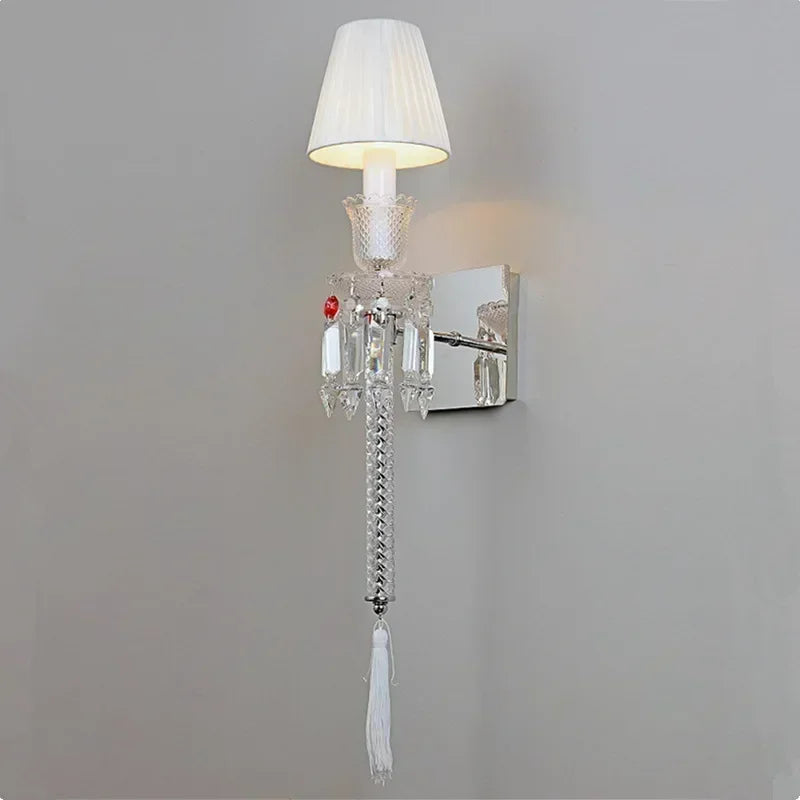 lampe murale cristal transparente abat jour blanc doré élégante classique fixée mur européen moderne