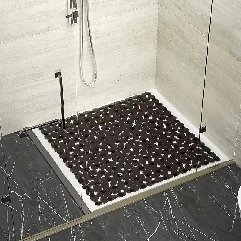 tapis salle bain douche galets antidérapant motifs ronds drainage ventouses moderne minimaliste
