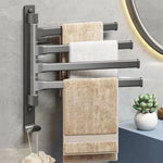 porte serviettes mural gris métallique texture lisse moderne salle bains fixations vis serviettes