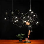 Suspension lumineuse moderne fer blanc doré fil torsadé LED 2000 82000 lumens