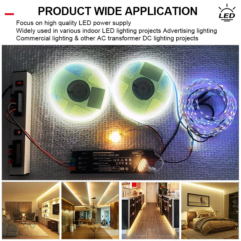 transformateur alimentation led 12v 24v 60w 100w 200w 300w 400w noir industriel adjustable