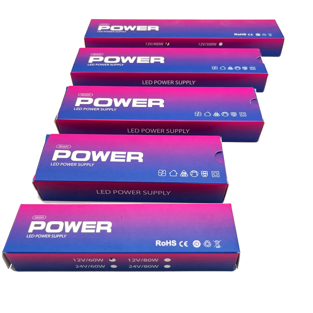 alimentation led 100w 200w 300w 400w 60w dc12v dc24v transformateur ultrafin certifications ul rohs