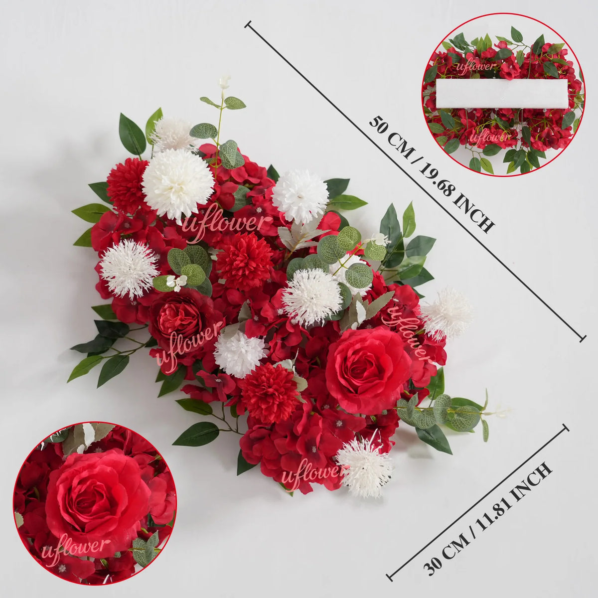 guirlande florale artificielle moderne décoration mariage anniversaire fête extérieure roses blanches vertes