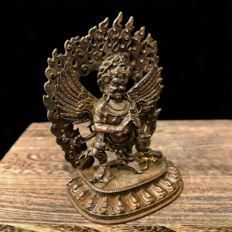 statue tibétaine bronze bouddhiste décoration maison 10cm hauteurs motifs floraux detalles artisanat