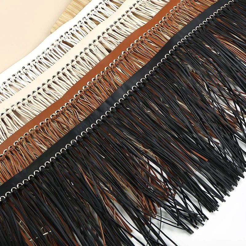 franges simili cuir noires blanches modernes vêtements textiles maison DIY decoration