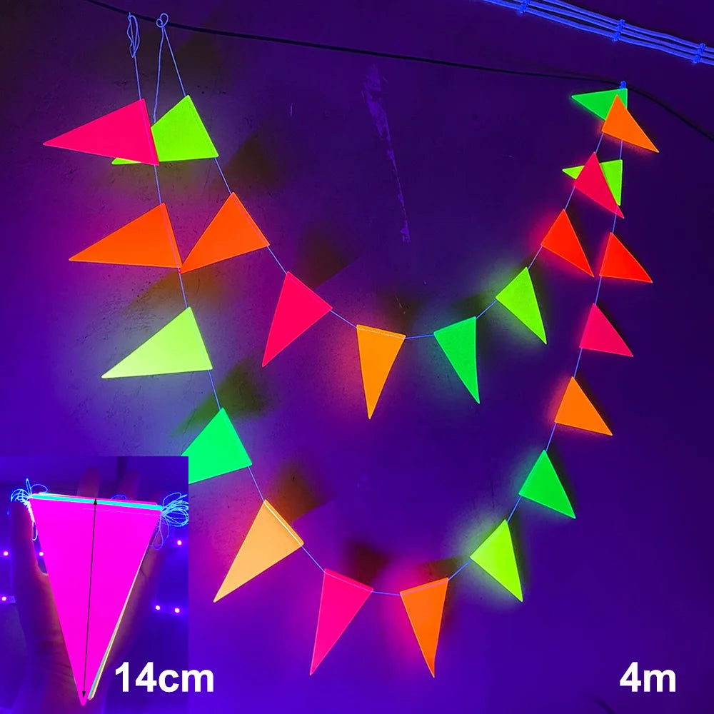 décoration anniversaire guirlande happy birthday triangles étoiles lettres uv nocturne