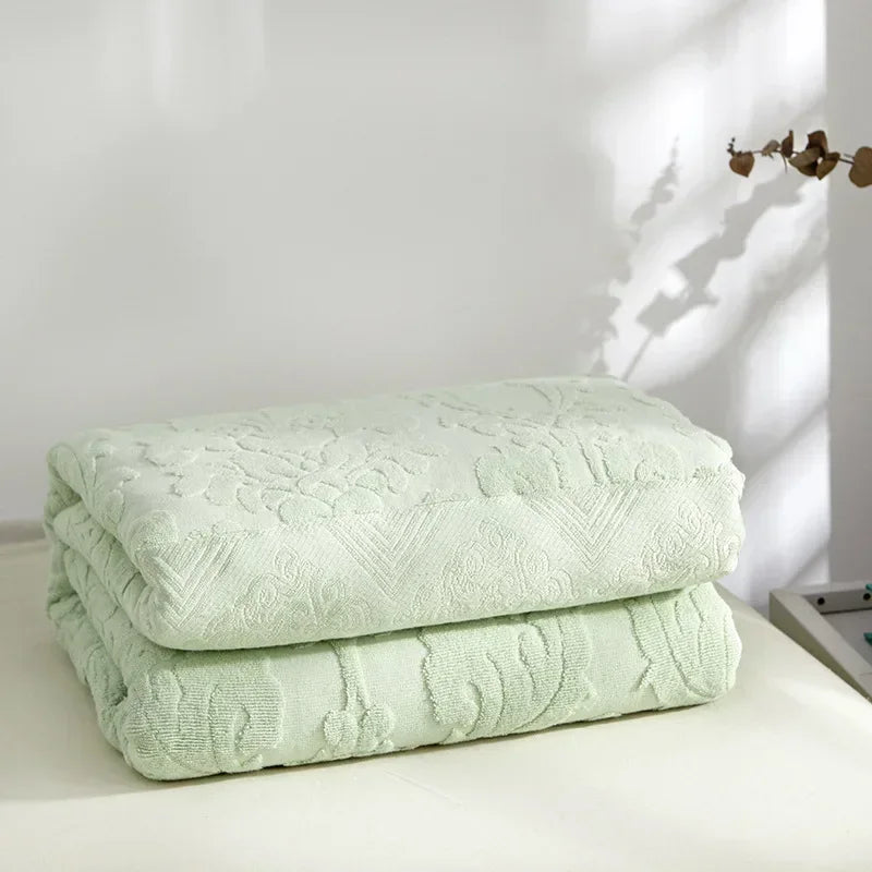 couverture coton floral gris vert clair hiver été portable hospitalière