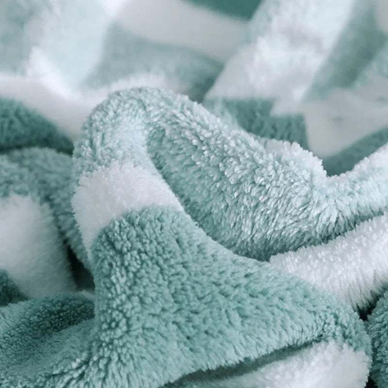 serviettes bain douces vert clair rayées absorption rapide coton polyester moderne