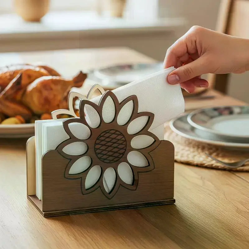 porte serviettes bois moderne tournesol marron clair décoration salle manger contemporain