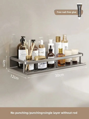 étagères murales salle bain gris métallisé perforées modernes fixations vis sans perforetion aluminium