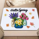 tapis moderne citrons feuilles tournesols summer sunshine extérieur résistant polyester bleu jaune vert blanc