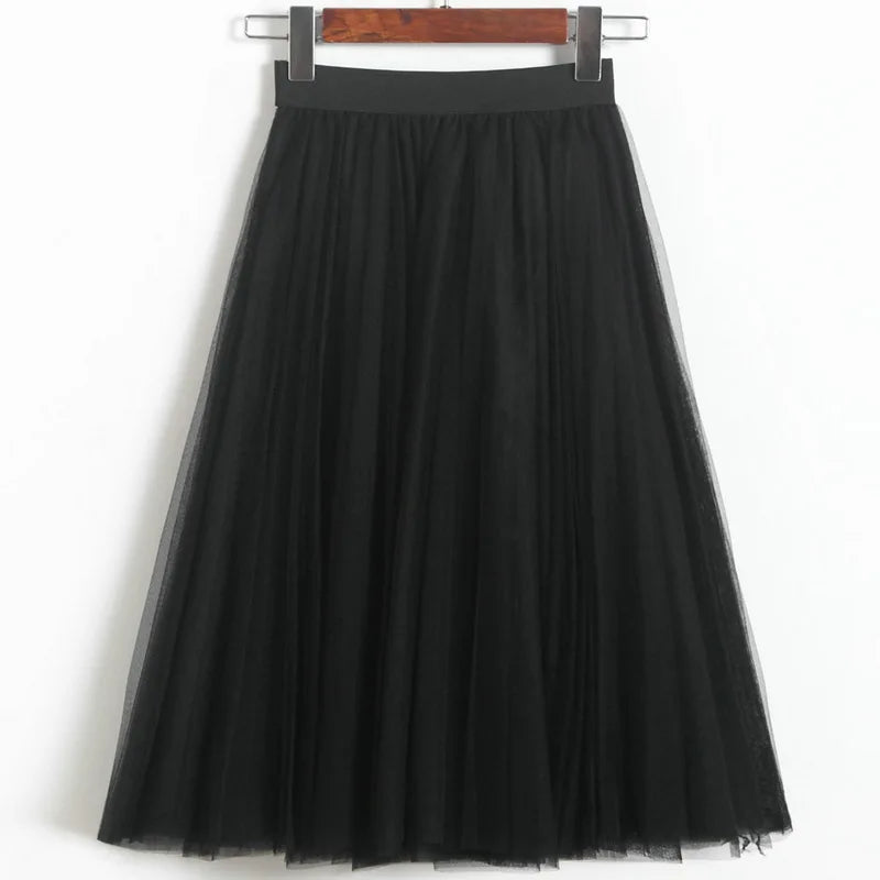 jupe plissée transparente rouge rose bleu violet vert élégante printemps été femmes midi