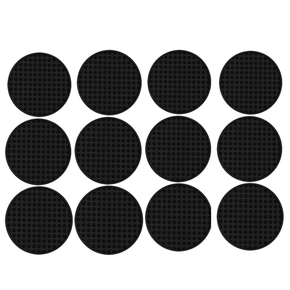 coasters silicone noirs texture moderne 10cm diamètre 12pcs opaques points uniformes