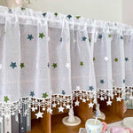 rideau transparent brodé étoiles classique blanc romantique maison