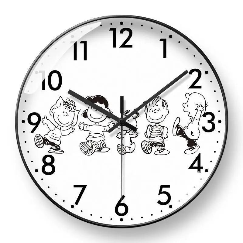 horloge murale snoopy dessin animé noir blanc moderne fixations murs quartz