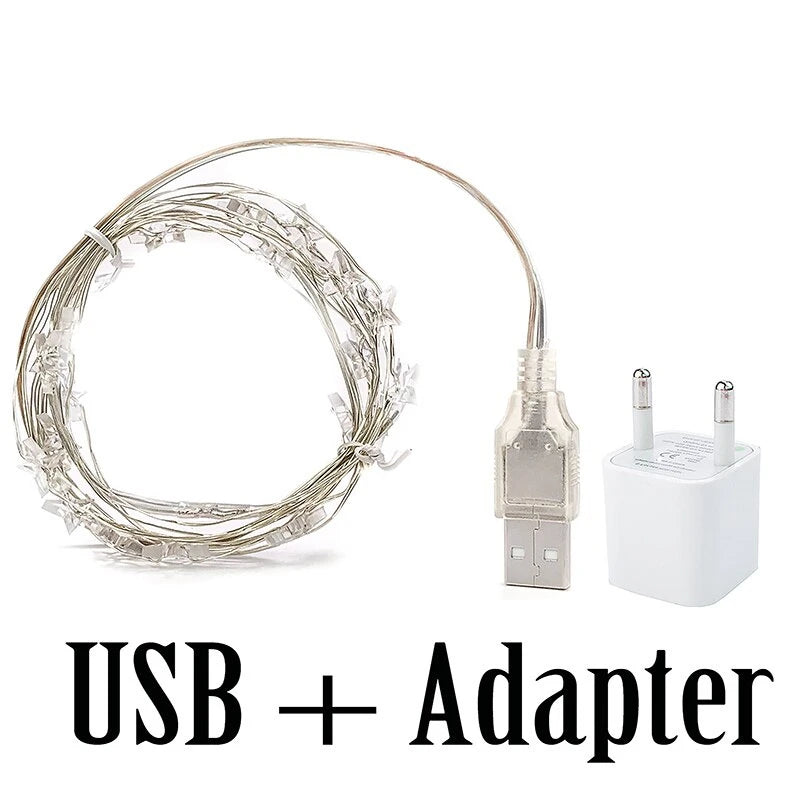 guirlande lumineuse étoiles dorées argentées 6m batterie usb noël moderne
