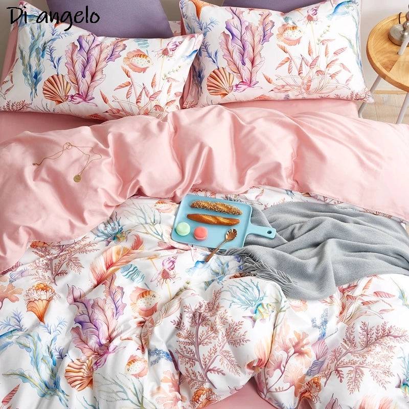 Housse de couette et taies d'oreiller en coton égyptien pour décoration chambre