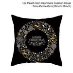 housse coussin noël motifs cerfs flocons étoiles or noir festive decoration fixations