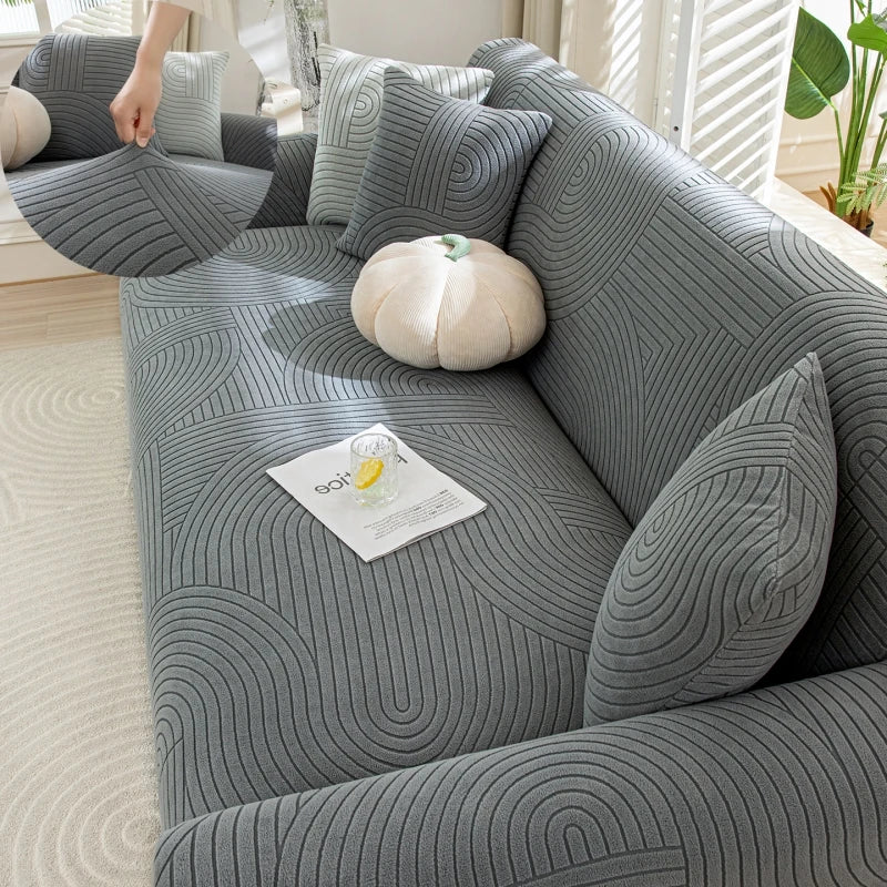 housse canapé élastique velours extensible salon fauteuil modulaire coussin décoratif
