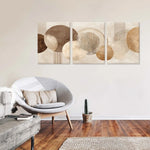 tableau abstrait moderne beige marron gris cercles concentriques lignes parallèles sans cadre impression toile
