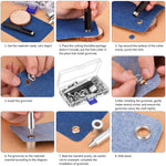 kit grommets argentés outils perforation boîte rangement textiles pratique utilitaire